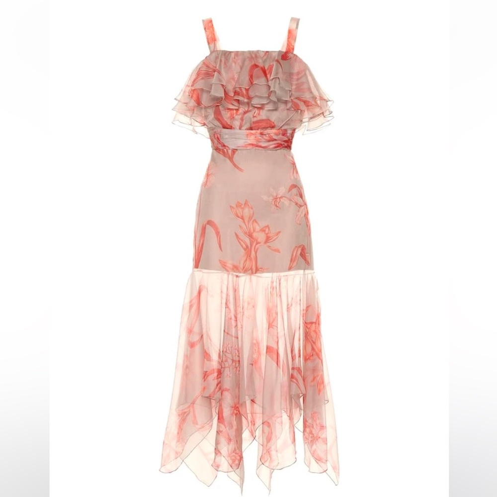 NWT Johanna Ortiz Hula Dance 100% Silk Floral Organza Dress